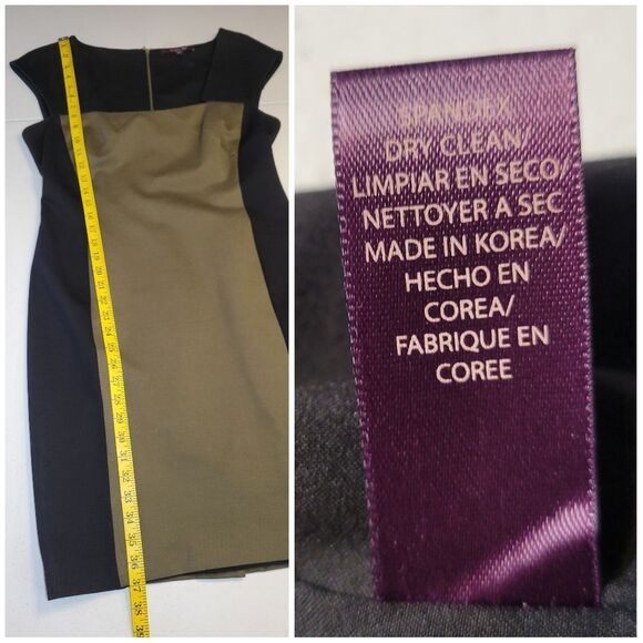 Rachel Roy Elegant Black and Olive Green Ponte Stretch Dress - Picture 10 of 10